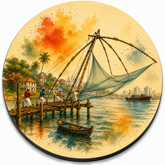 Kerala Kochi Chinese Fishing Net Wooden Coaster