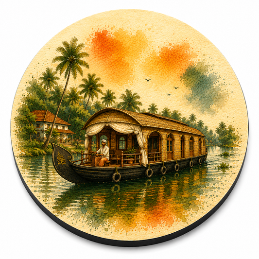 Kerala Houseboat Wooden Coaster
