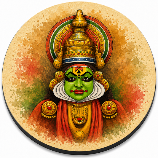 Kerala Kathakali Face Wooden Coaster