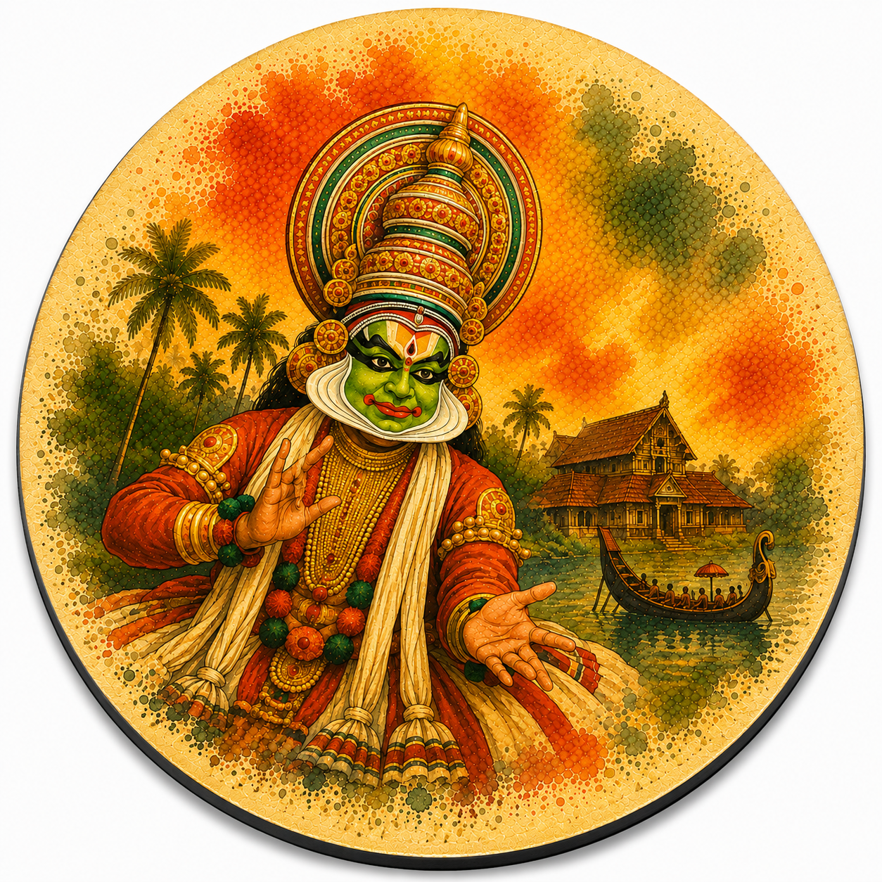 Kerala Kathakali Mudra Wooden Coaster