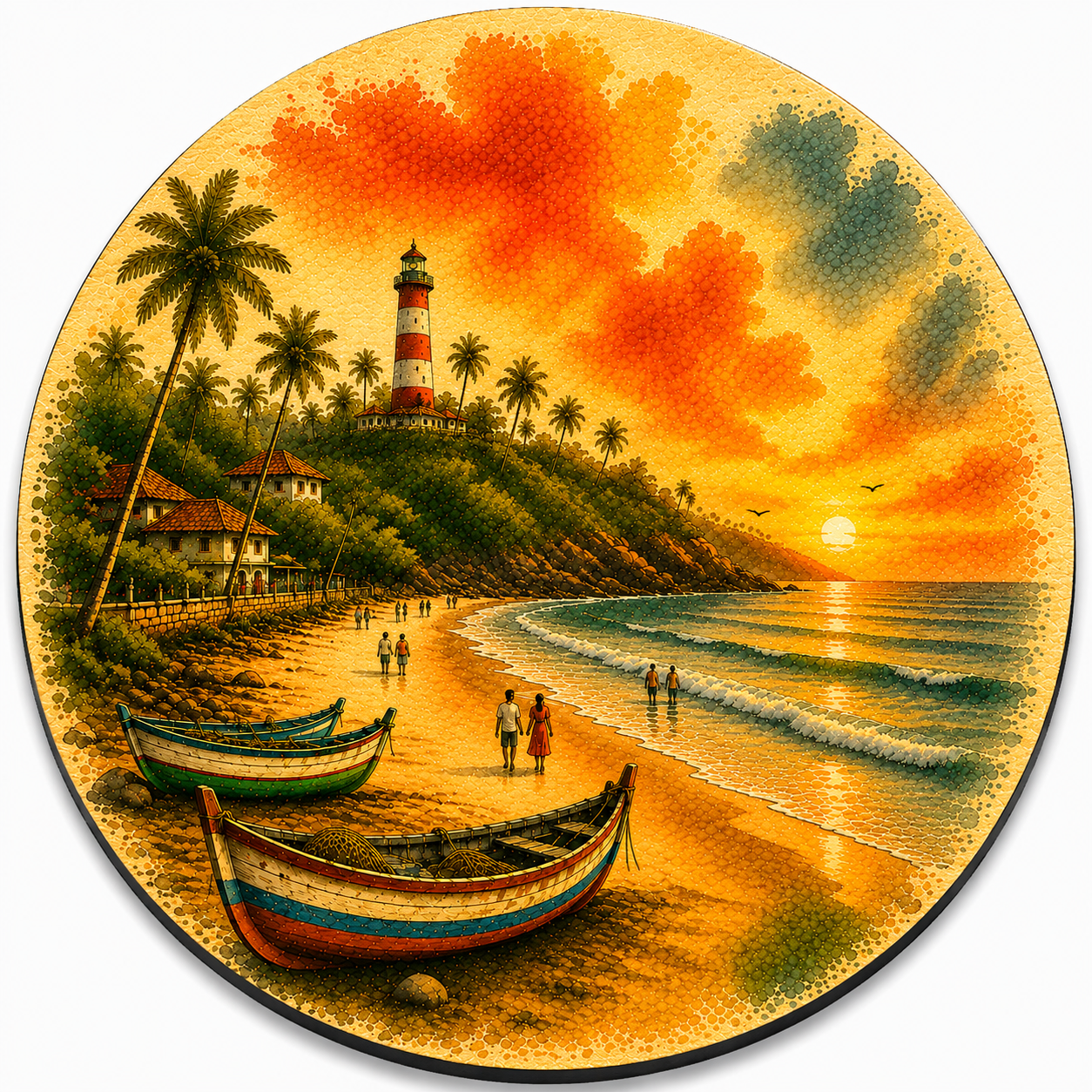Kerala Kovalam Beach Wooden Coaster