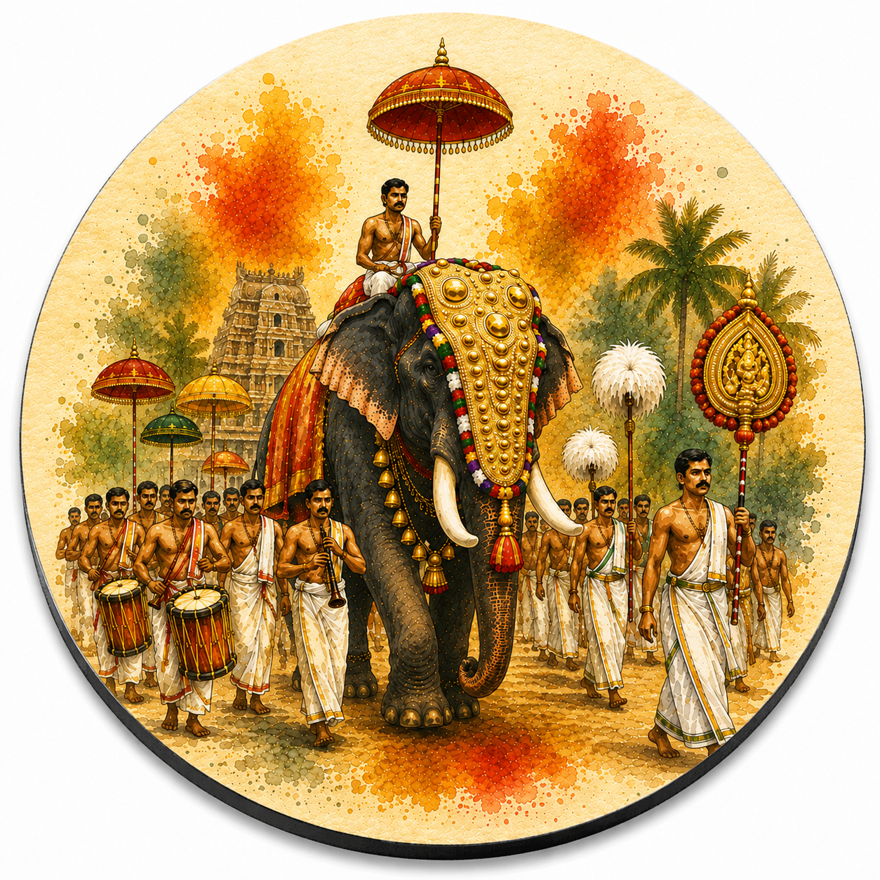 Kerala Elephant Wooden Coaster