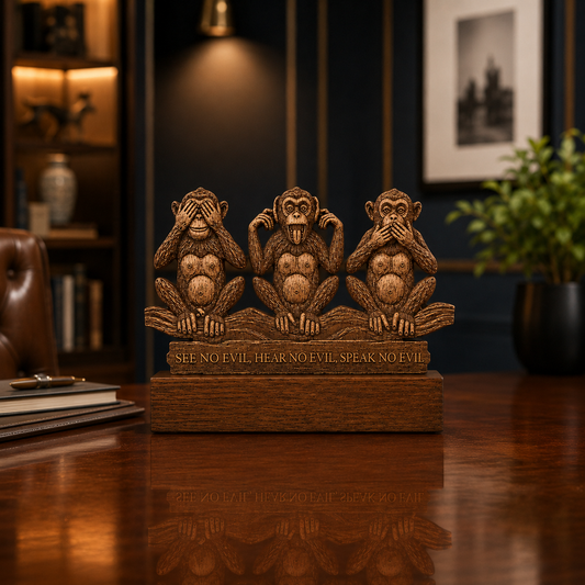 Three Wise Monkeys - Wood Engraving