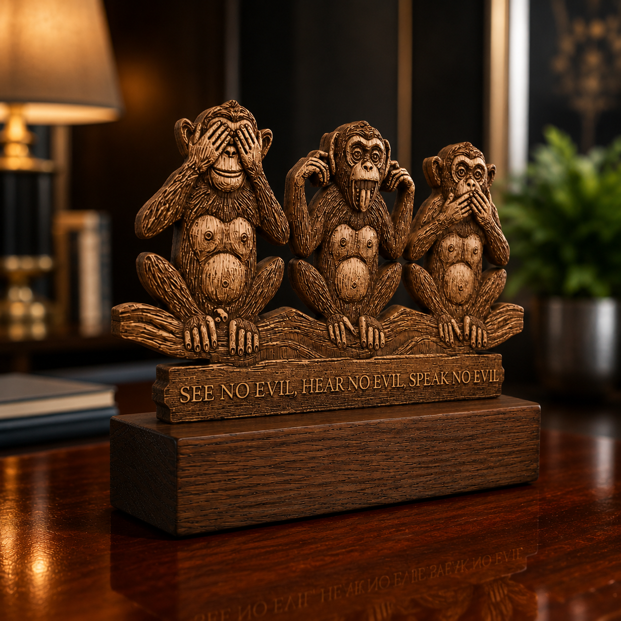 Three Wise Monkeys - Wood Engraving