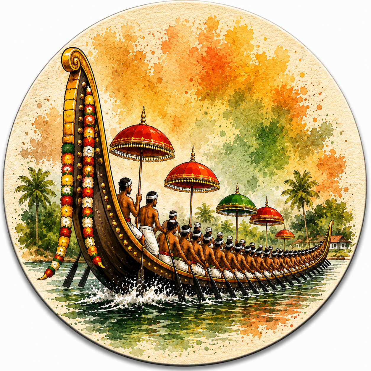 Kerala Vallam Kali Wooden Coaster