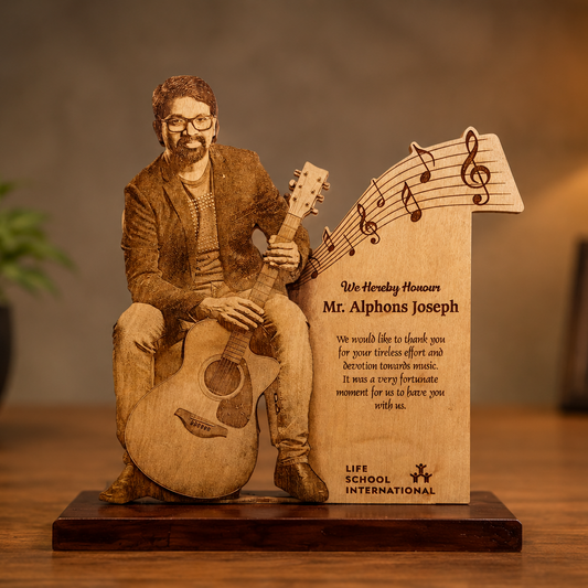 Personalised Wooden Memento - Music Theme - 001