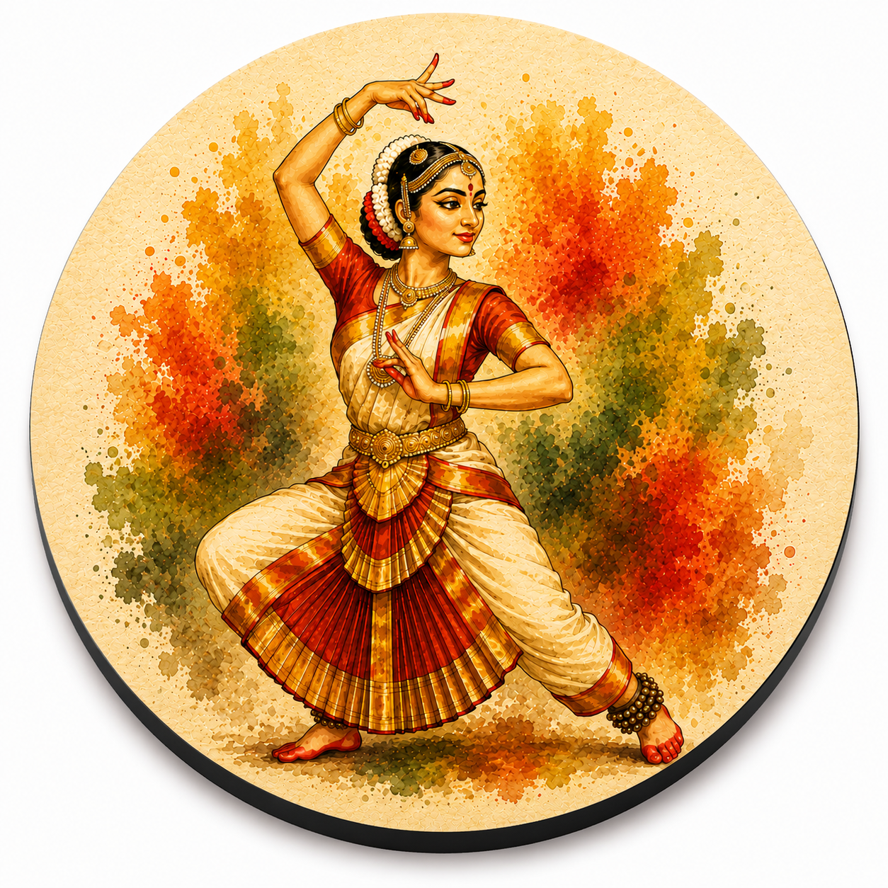 Kerala Bharatanatyam Wooden Coaster