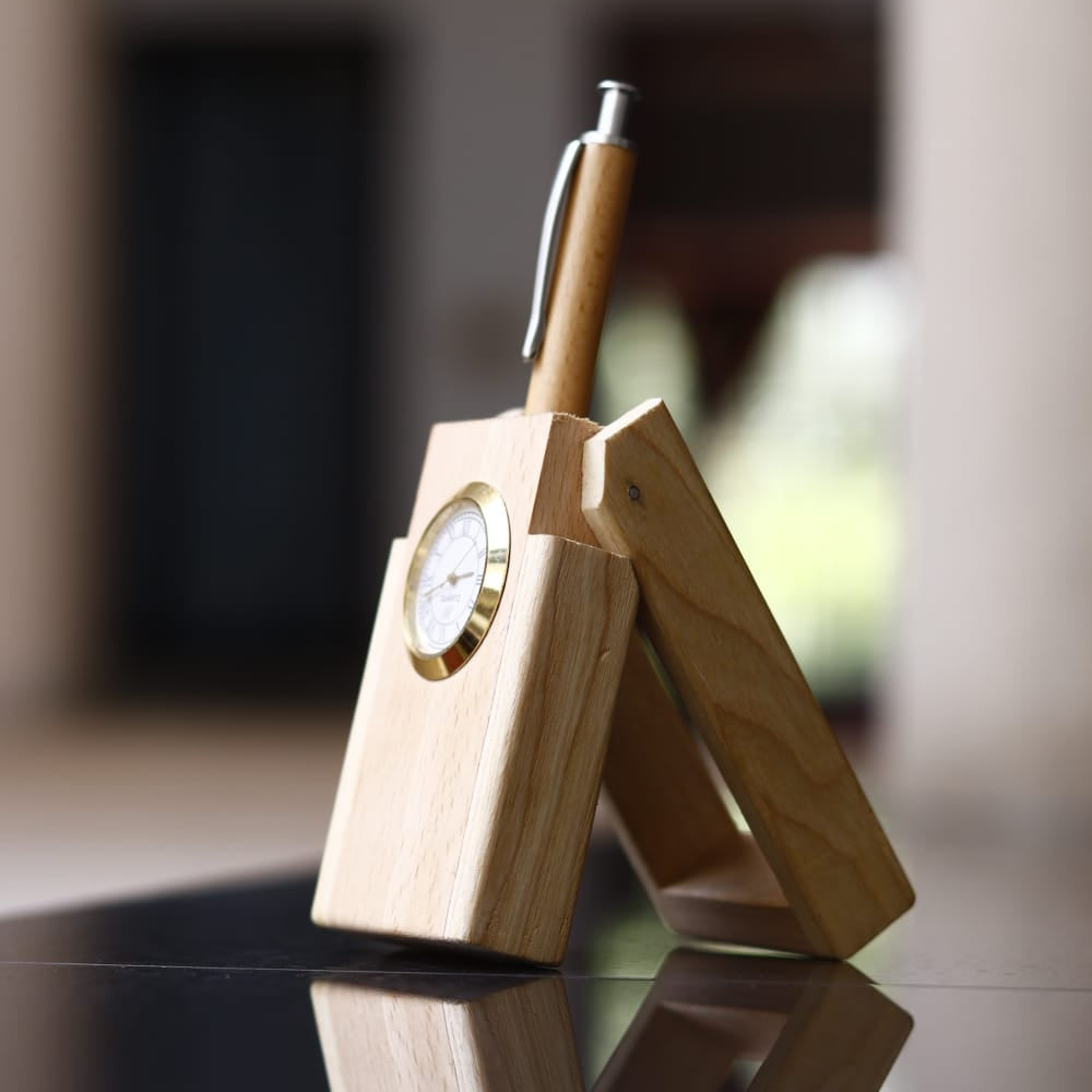 Wooden Pen Stand - Single - Gold